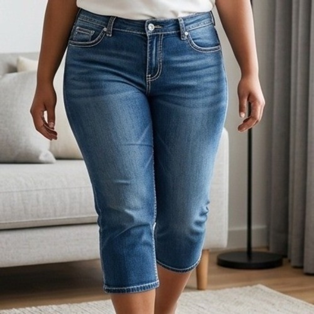 Silver Jeans Suki Mid Capri Pants Cropped Denim Casual Normcore Everyday Size 18
